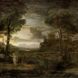Vision of an angel in a gray forest